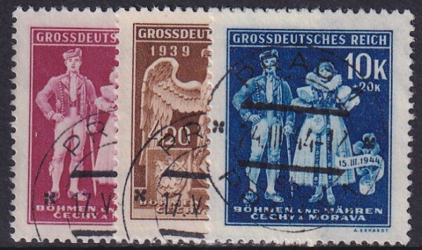 Böhmen u. Mähren 1944 Mi.-Nr. 133-135 - gestempelt