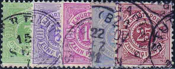 Württemberg 1875  Mi.-Nr. 44-48 - gestempelt