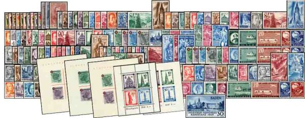 Französische Zone alle Gebiete in Hauptnummern komplett incl. Baden Konstanz Nr. 46 II - postfrisch