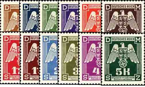 B+M-Dienst 1943 Mi.-Nr. 13-24 -  potfrisch