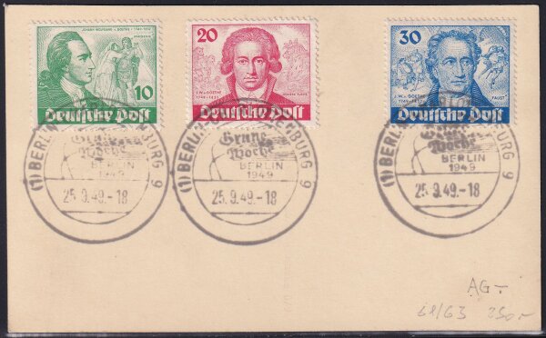 Berlin 1949 Mi.-Nr. 61-63 Befund Schlegel - gestempelt