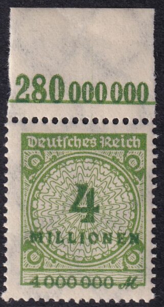 Inflation 1923 Mi.-Nr. 316 A Pl. C Oberrand - postfrisch