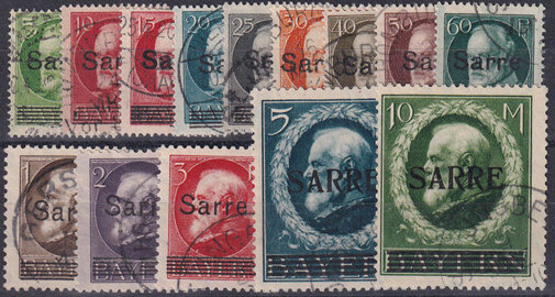 Saargebiet 1920 Mi.-Nr. 18-31 - gestempelt geprüft