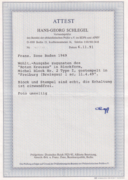 Baden 1949 Block 2 I FA - gestempelt