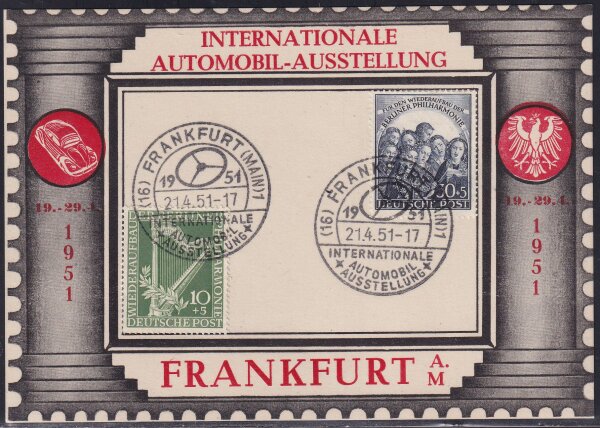Berlin 1950 Mi.-Nr. 72-73 auf Sonderkarte IAA mit Sonderstempel