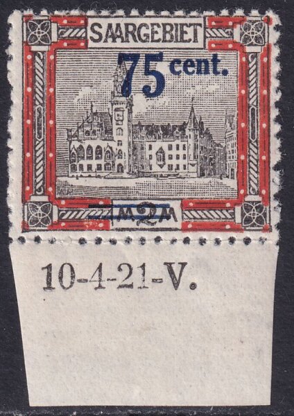 Saargebiet 1921 Mi.-Nr. 79 AI Br Druckdatum - postfrisch