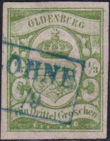 Oldenburg 1861 Mi.-Nr. 10 b FA Basler Prüfstelle -...