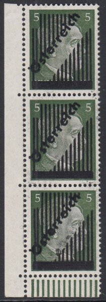 Österreich 1945 Nr. 668 I Dreierstreifen 15+15+15 Gitterlinien postfrisch geprüft VÖB
