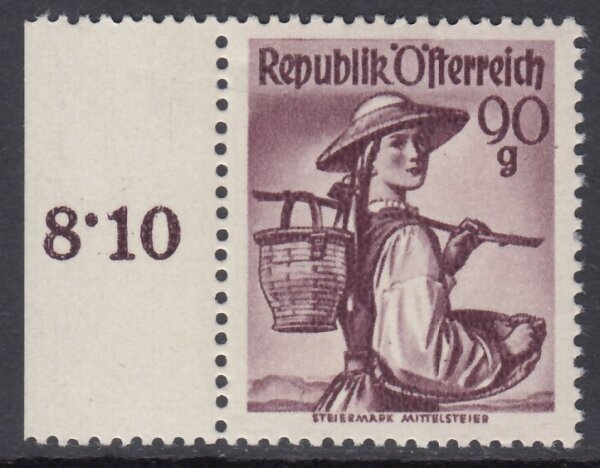 Österreich 1948 Nr. 909 xb postfrisch senkrechte Riffelung Befund VÖB