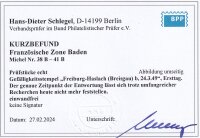 Baden 1949 Mi.-Nr. 38-41 B - Gefälligkeitsstempel Befund Schlegel BPP