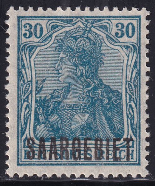 Saargebiet 1920 Mi.-Nr. 47 mit Aufdruck Abklatsch auf Gummiseite - postfrisch
