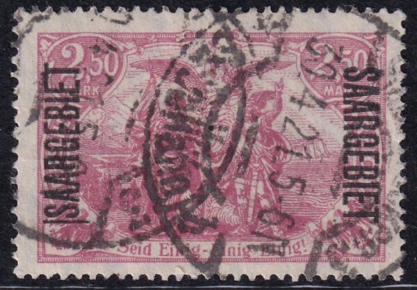 Saargebiet 1920 Mi.-Nr. 43 a II Abart geprüft - gestempel