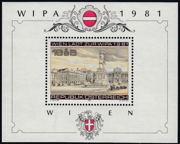 Österreich 1981 Wipa Block 5 II Plattenfehler  "Dreieck am Bein des Pferdes" - postfrisch