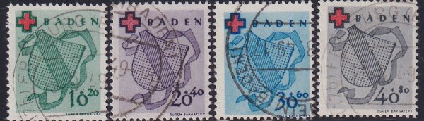 Baden 1949 Mi.-Nr. 42-45 - gestempelt geprüft BPP