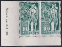 Baden 1949 Mi.-Nr. 50 Br + 50 II - postfrisch...