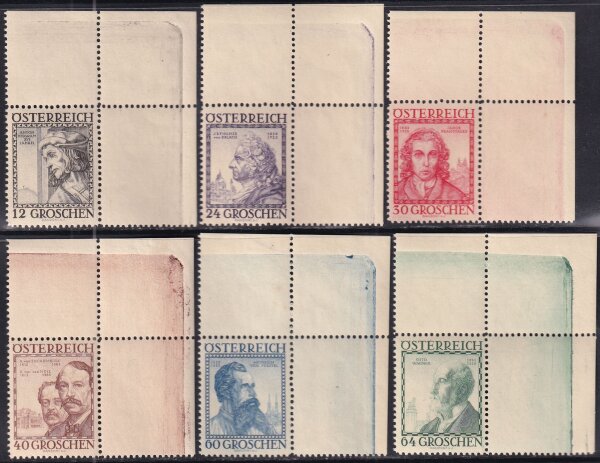 Österreich 1934 Mi.-Nr. 591-596 - postfrisch Eckrand Befund VÖB