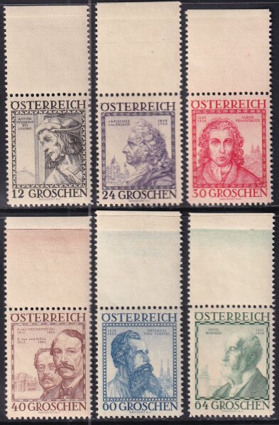 Österreich 1934 Mi.-Nr. 591-596 - postfrisch Oberrand Befund VÖB
