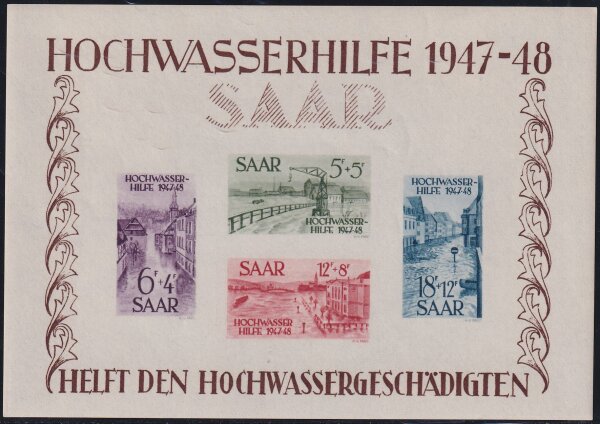 Saarland 1948 Block 1-2  - postfrisch Fotoattest Schmidt-Ney VP