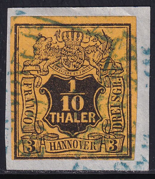 Hannover 1851 Nr. 5 farbfrsiches Briefstück geprüft Pfenninger