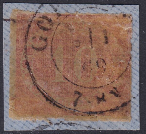 Preussen 1866 Nr. 20 LUXUS Briefstück