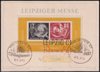 DDR 1950 Block 7 DEBRIA-Block auf Sonderkarte...