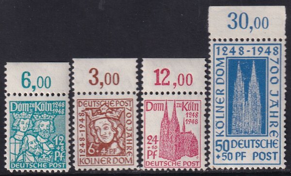 Bizone 1948 Mi.-Nr. 69-72 Oberrandstücke - postfrisch