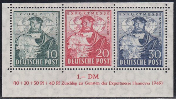 Bizone 1949 Mi.-Nr. 103-105 Zusammendruck aus Block - postfrisch