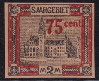 Saargebiet 1921 Mi.-Nr. 79 Probedruck ohne Gummi -...