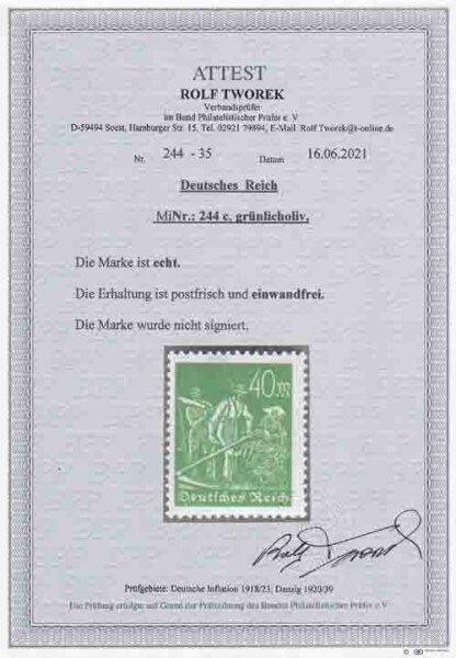 Deutsches Reich 1922 Mi.-Nr. 244 c FA - postfrisch