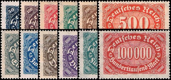 Inflation 1922 Mi.-Nr. 246-257 - postfrisch