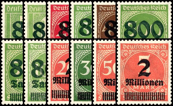 Inflation 1923 Mi.-Nr. 301-312 A+B - postfrisch