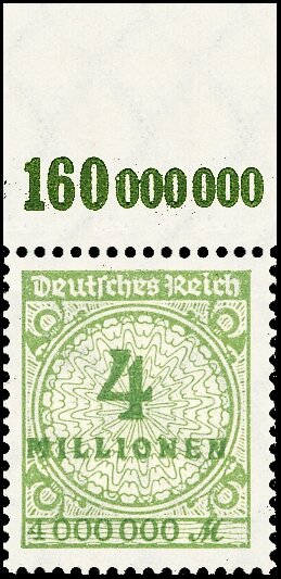 Inflation 1923 Mi.-Nr. 316 A Pl. A Oberrand - postfrisch