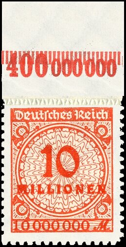 Inflation 1923 Mi.-Nr. 318 B OR Pl. B Oberrand - postfrisch