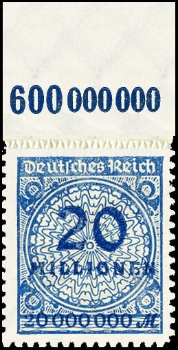 Inflation 1923 Mi.-Nr. 319 B OR Pl. A Oberrand - postfrisch