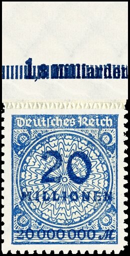 Inflation 1923 Mi.-Nr. 319 B OR Pl. B Oberrand - postfrisch