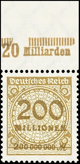 Inflation 1923 Mi.-Nr. 323 Pa OR Pl. B Oberrand - postfrisch