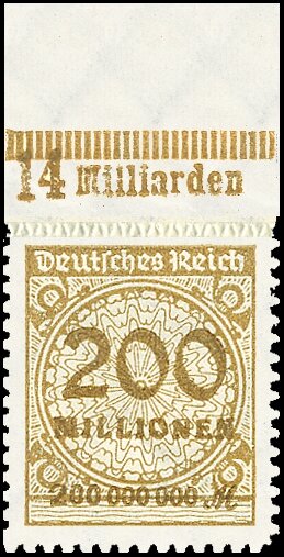 Inflation 1923 Mi.-Nr. 323 B OR Pl. B Oberrand - postfrisch