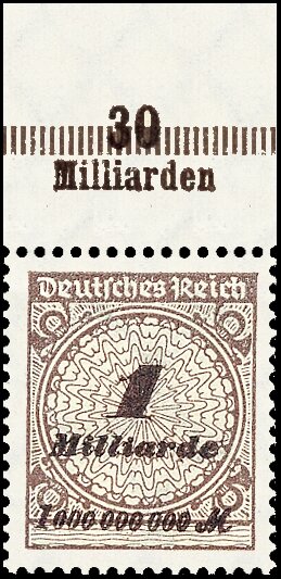 Inflation 1923 Mi.-Nr. 325 Aa OR Pl. B Oberrand - postfrisch