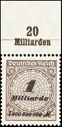 Inflation 1923 Mi.-Nr. 325 Aa OR Pl. C Oberrand - postfrisch