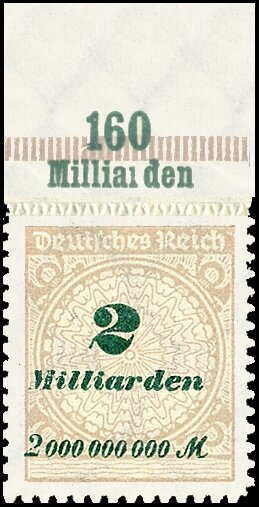 Inflation 1923 Mi.-Nr. 326 B OR Pl. B - postfrisch