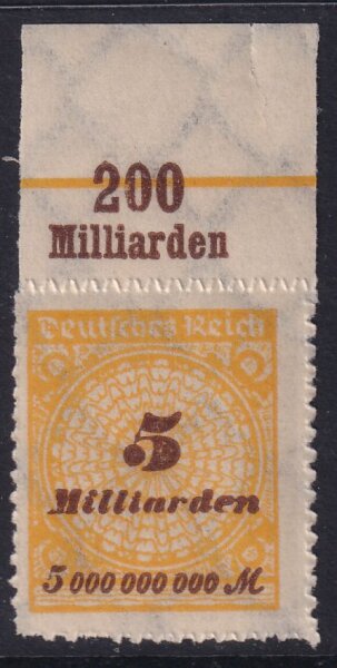 Inflation 1923 Mi.-Nr. 327 B OR Pl. C Oberrand - postfrisch