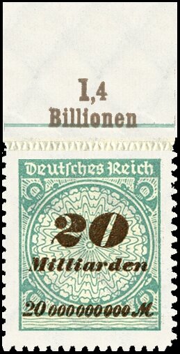 Inflation 1923 Mi.-Nr. 329 B OR Pl. C Oberrand - postfrisch