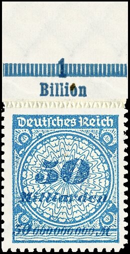 Inflation 1923 Mi.-Nr. 330 B OR Pl. B Oberrand - postfrisch