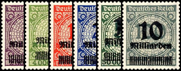 Inflation 1923 Mi.-Nr. 332-337 A - postfrisch