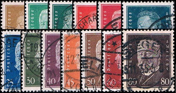 Deutsches Reich 1928 Mi.-Nr. 410-422 - gestempelt