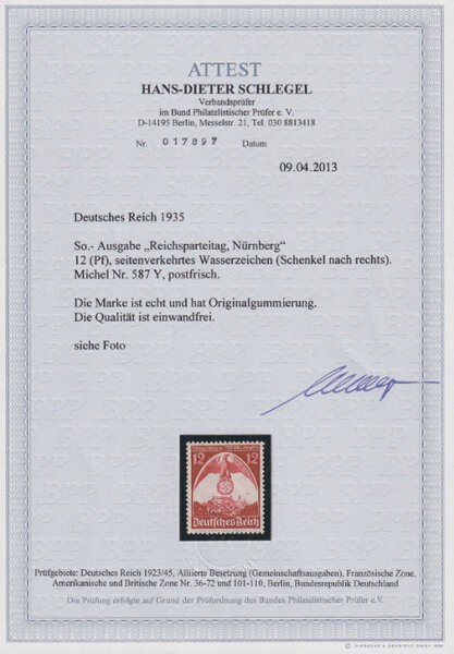 Deutsches Reich 1935 Mi.-Nr. 587 Y FA - postfrisch