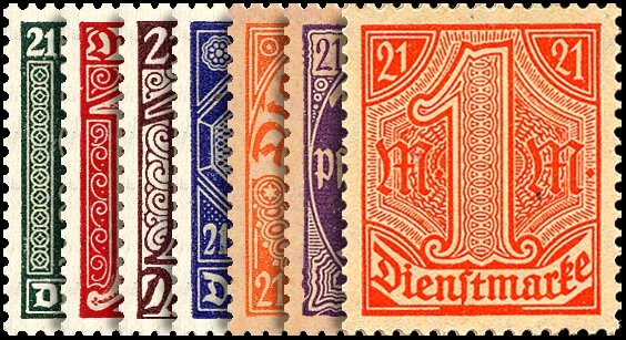 DR Dienst 1920 Mi.-Nr. 16-22 - ungestempelt