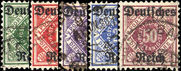 DR Dienst 1920 Mi.-Nr. 52-56 - gestempelt