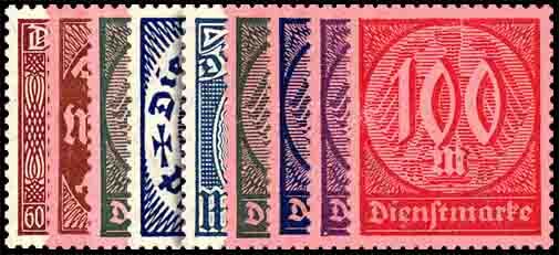 DR Dienst 1920 Mi.-Nr. 69-74 - ungestempelt