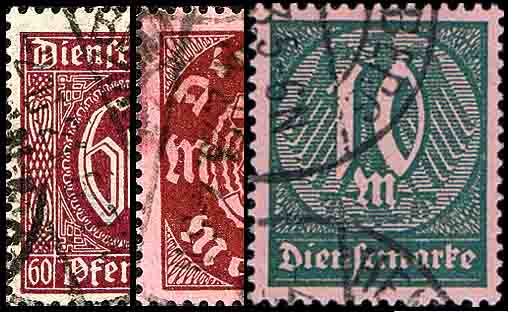 DR Dienst 1921 Mi.-Nr. 66-68 - gestempelt